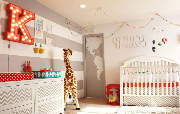 20 прекрасни детски стаи с раирани стени