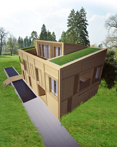 Конкурс за еднофамилна жилищна сграда с дървена конструкция и системи за сухо строителство